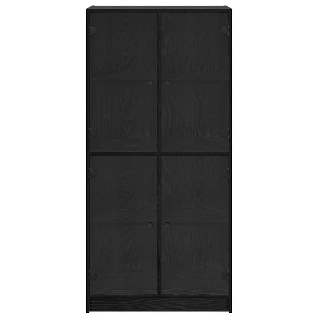 Highboard Zwart Eiken 68 x 37 x 142 cm Bewerkt hout