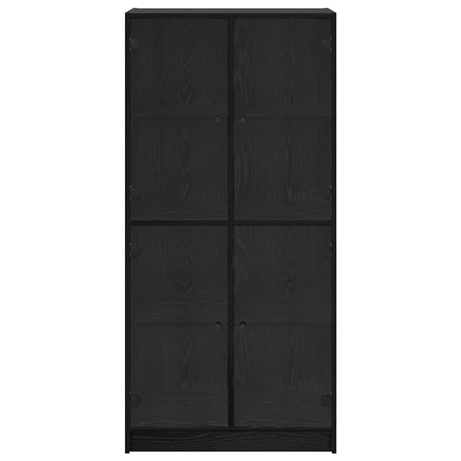 Highboard Zwart Eiken 68 x 37 x 142 cm Bewerkt hout