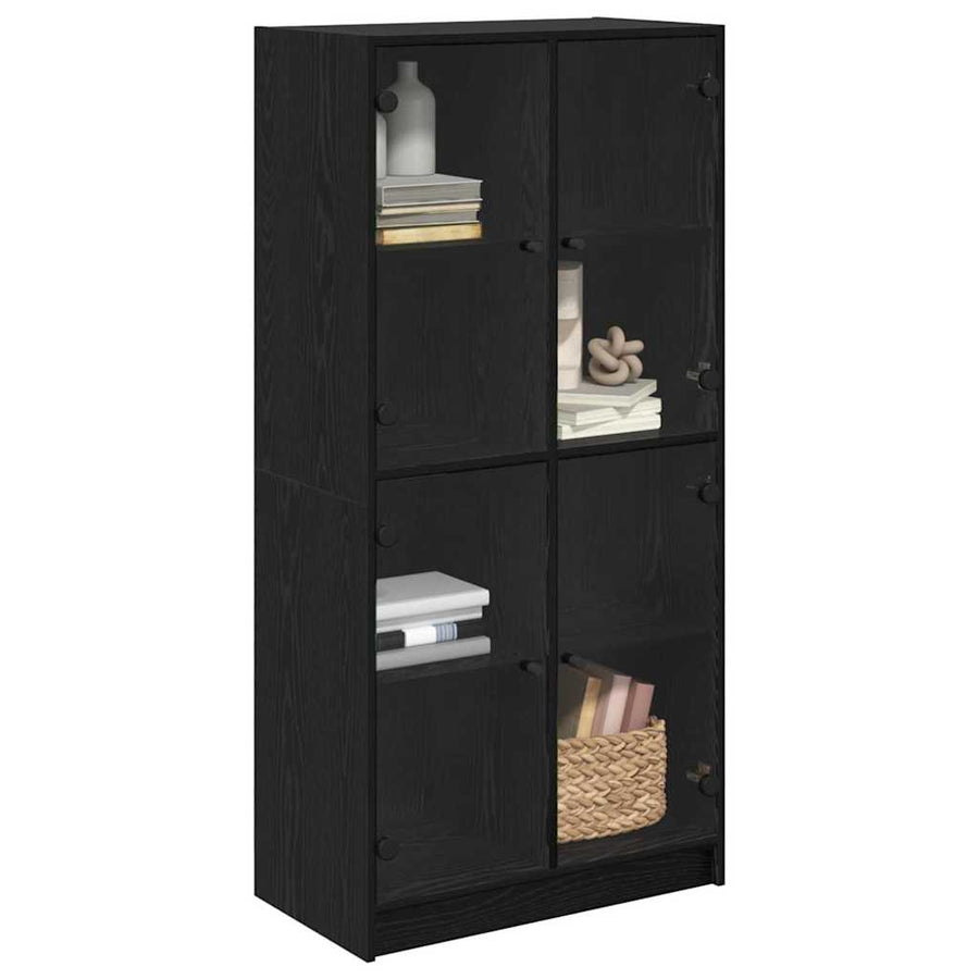 Highboard Zwart Eiken 68 x 37 x 142 cm Bewerkt hout
