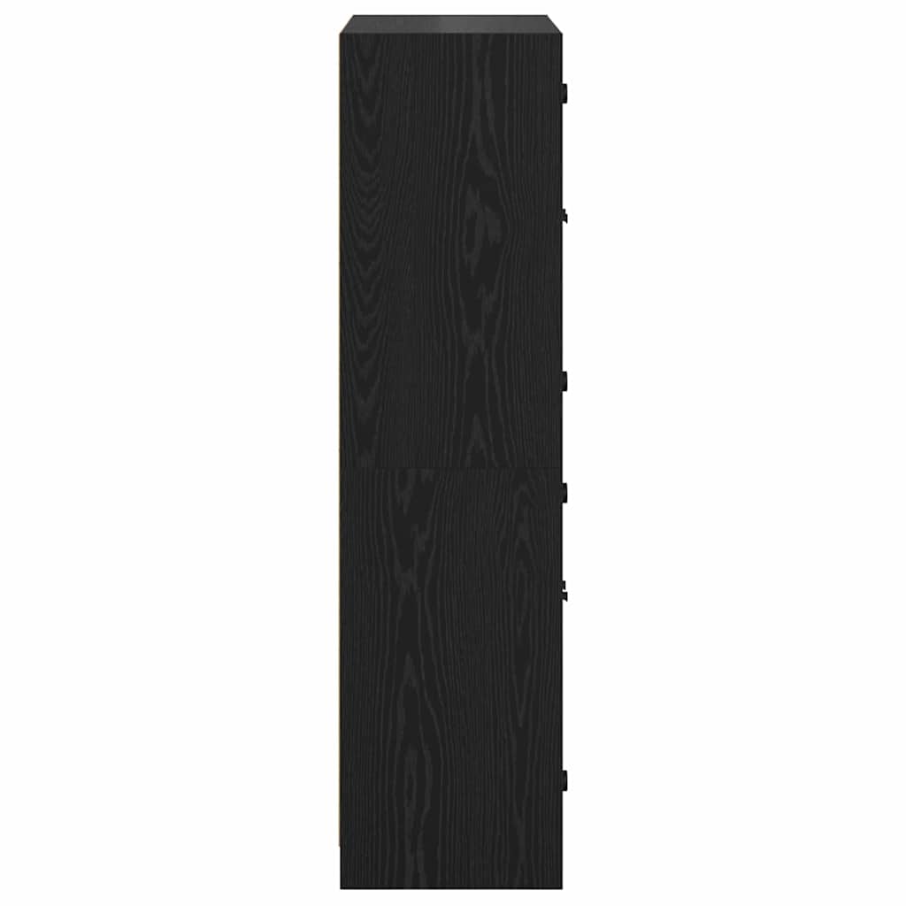 Highboard Zwart Eiken 68 x 37 x 142 cm Bewerkt hout