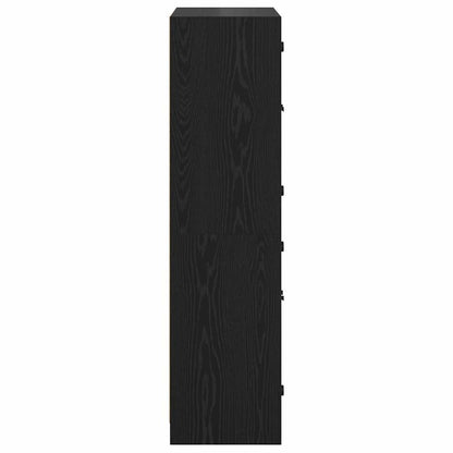 Highboard Zwart Eiken 68 x 37 x 142 cm Bewerkt hout