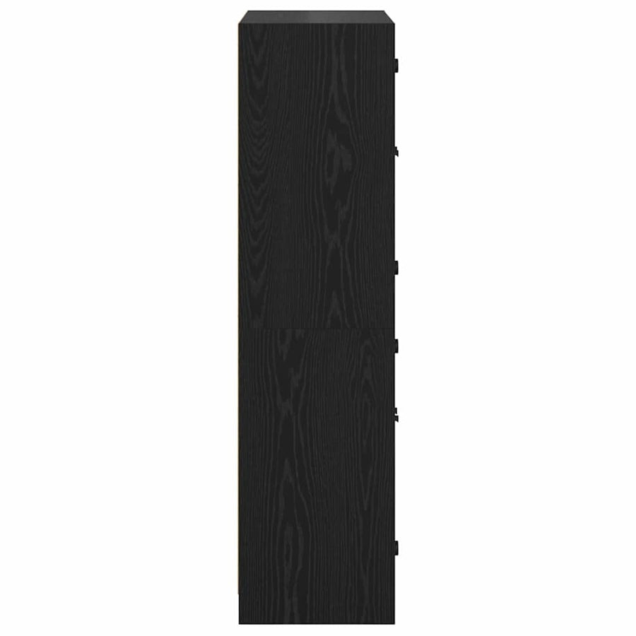 Highboard Zwart Eiken 68 x 37 x 142 cm Bewerkt hout