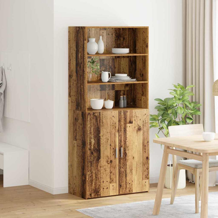 Highboard Oud Hout 80 x 42,5 x 185 cm Bewerkt hout