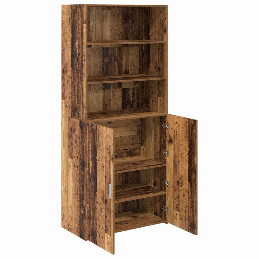 Highboard Oud Hout 80 x 42,5 x 185 cm Bewerkt hout