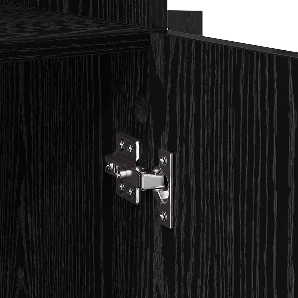 Highboard Zwart Eiken 80 x 42,5 x 185 cm Bewerkt hout