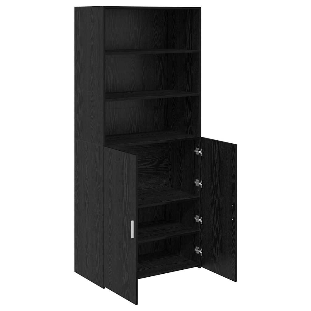 Highboard Zwart Eiken 80 x 42,5 x 185 cm Bewerkt hout