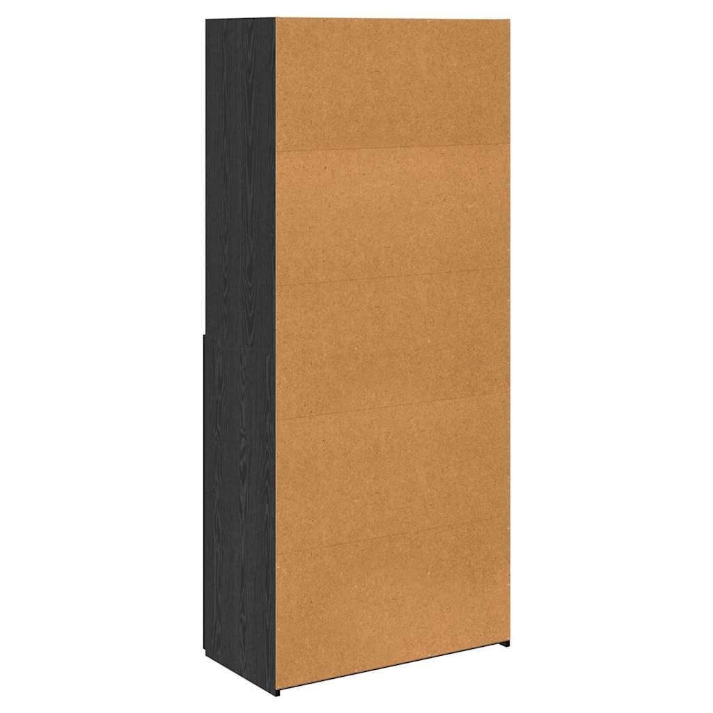 Highboard Zwart Eiken 80 x 42,5 x 185 cm Bewerkt hout
