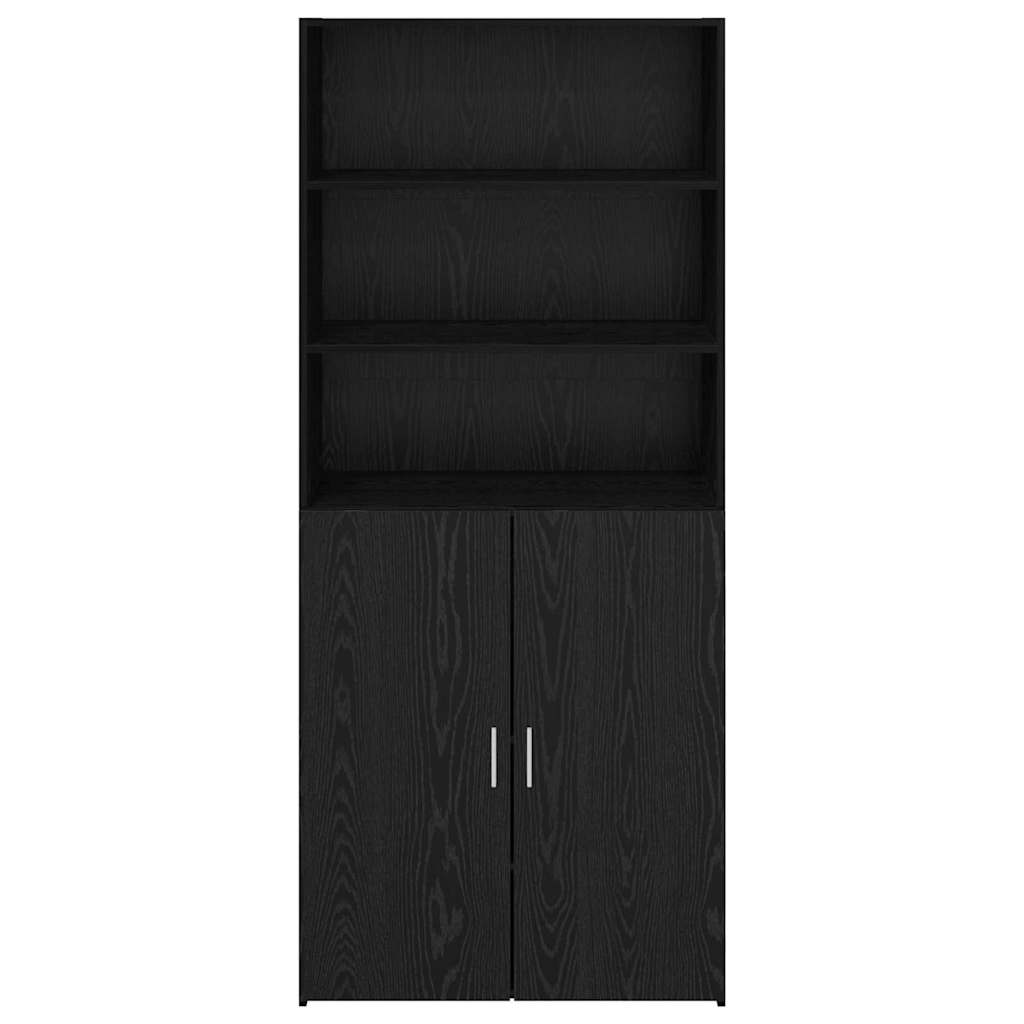 Highboard Zwart Eiken 80 x 42,5 x 185 cm Bewerkt hout