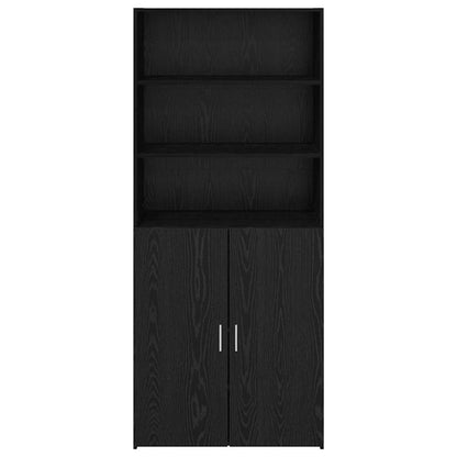 Highboard Zwart Eiken 80 x 42,5 x 185 cm Bewerkt hout