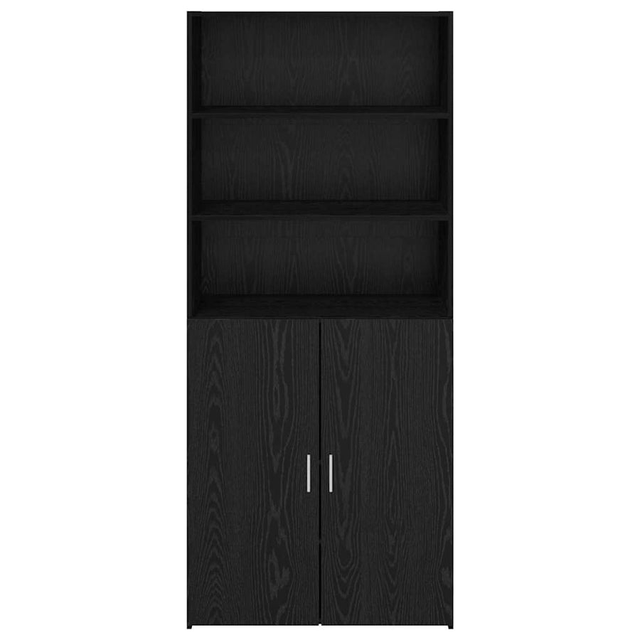 Highboard Zwart Eiken 80 x 42,5 x 185 cm Bewerkt hout