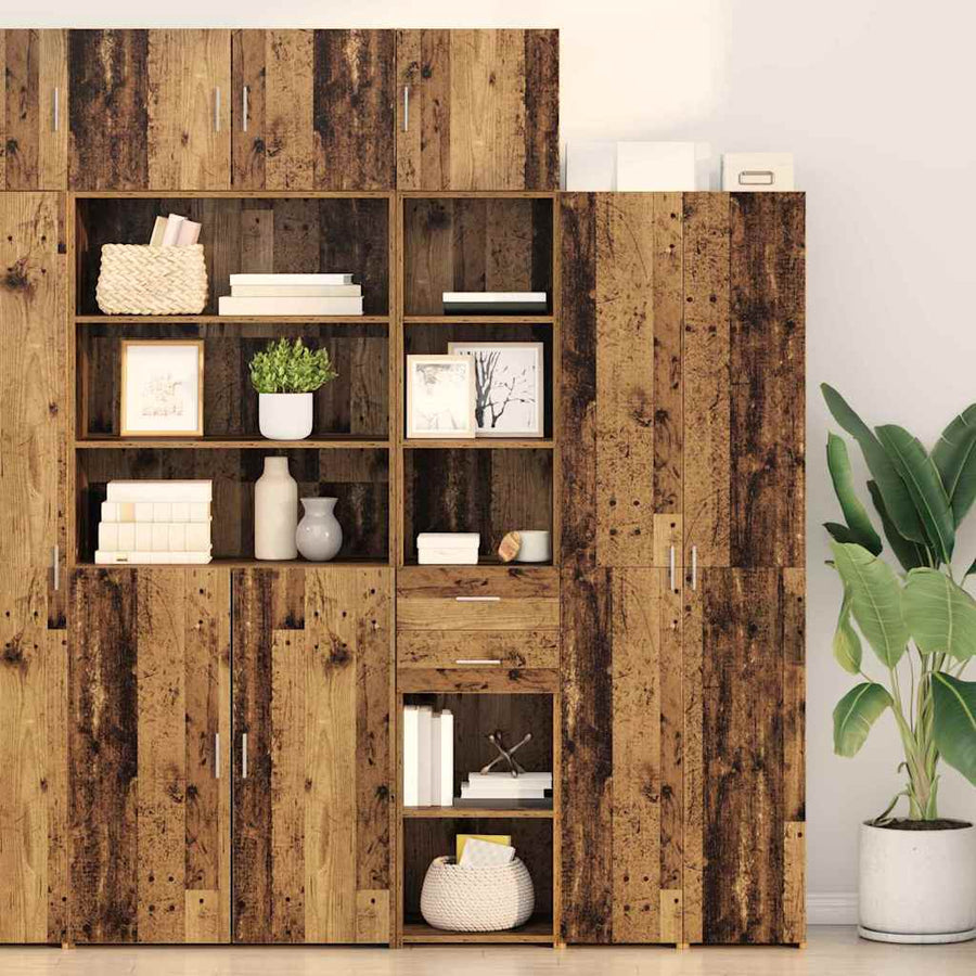 Highboard met lade Oud Hout 40 x 42,5 x 185 cm Bewerkt hout