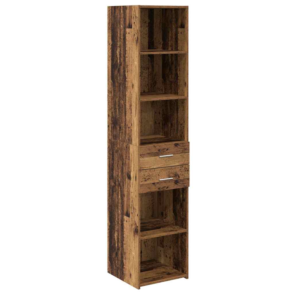 Highboard met lade Oud Hout 40 x 42,5 x 185 cm Bewerkt hout