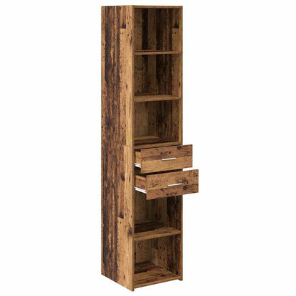 Highboard met lade Oud Hout 40 x 42,5 x 185 cm Bewerkt hout
