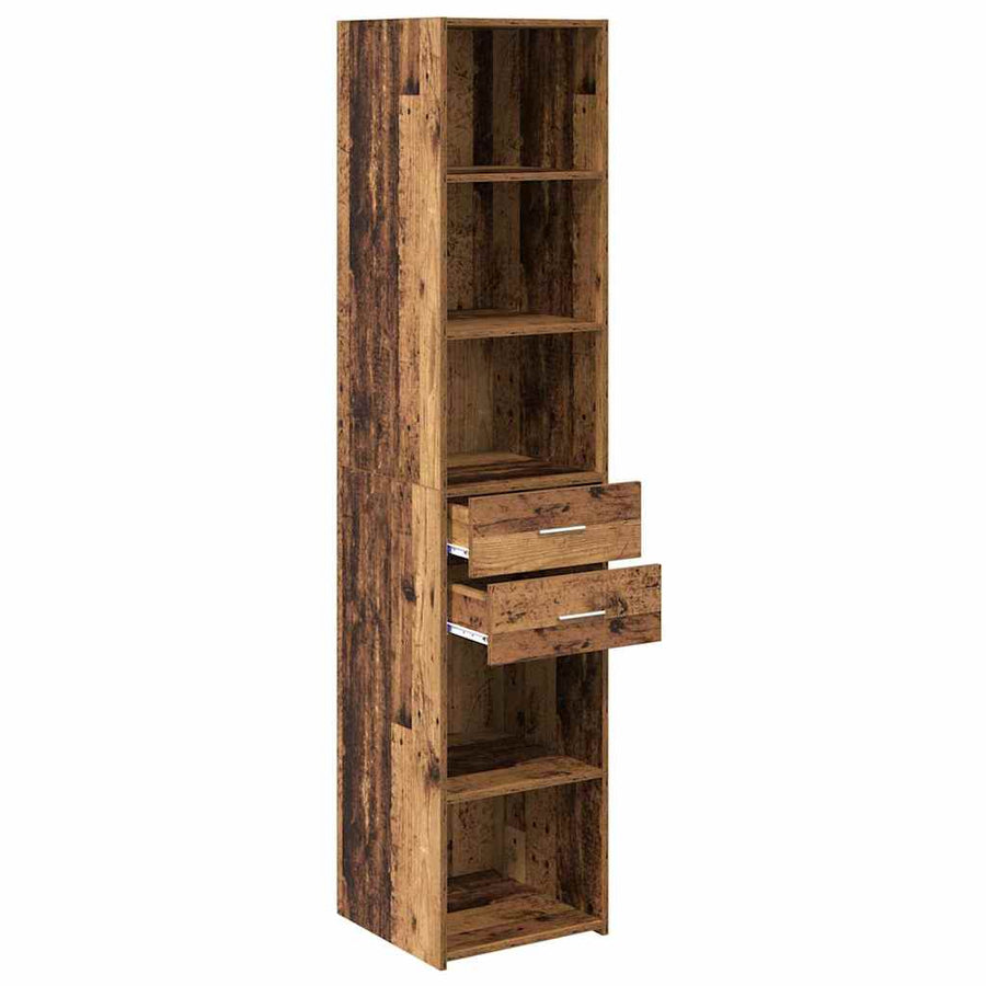 Highboard met lade Oud Hout 40 x 42,5 x 185 cm Bewerkt hout
