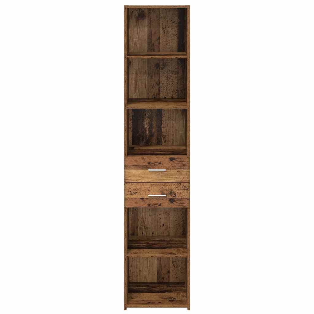 Highboard met lade Oud Hout 40 x 42,5 x 185 cm Bewerkt hout