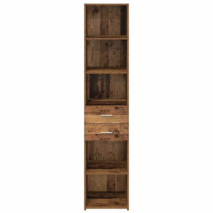 Highboard met lade Oud Hout 40 x 42,5 x 185 cm Bewerkt hout