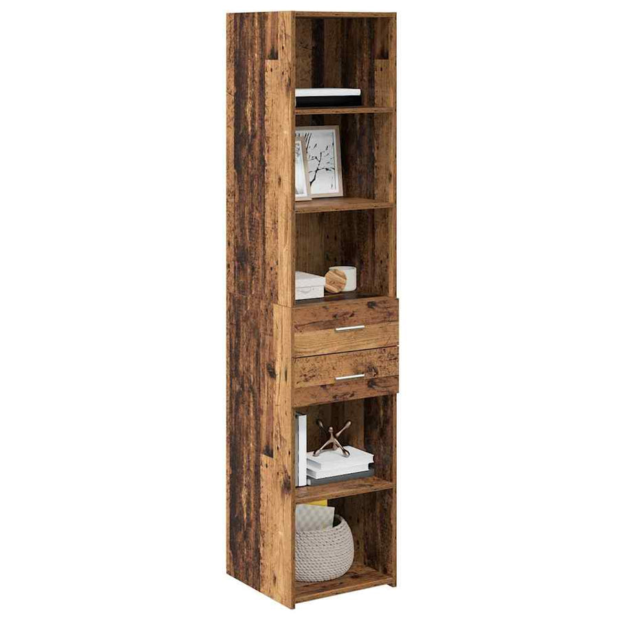 Highboard met lade Oud Hout 40 x 42,5 x 185 cm Bewerkt hout