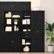 Highboard zwart eiken 40x42,5x185 cm met lade