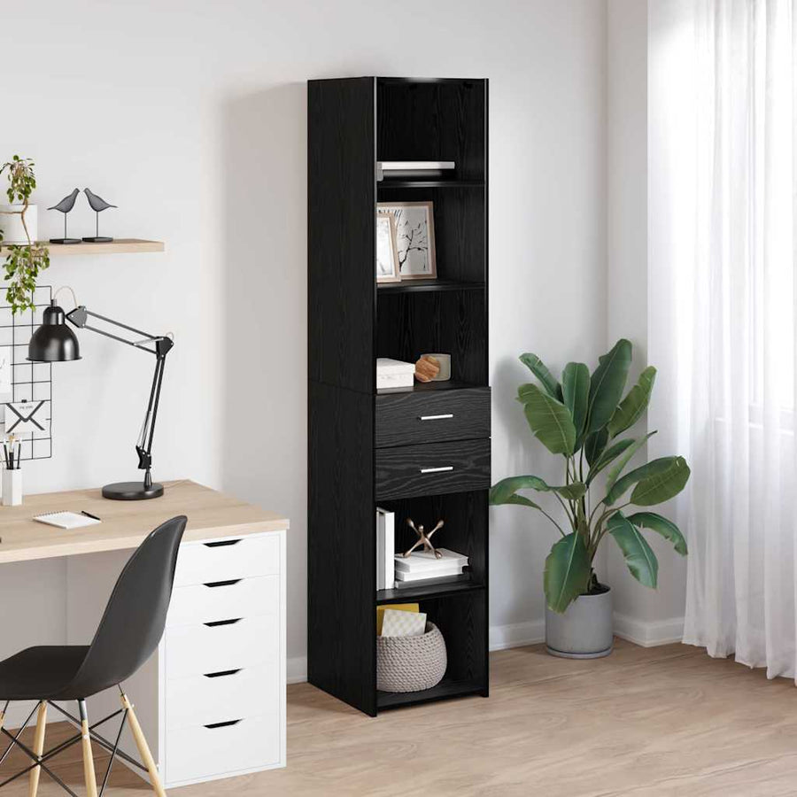 Highboard met lade Zwart Eiken 40 x 42,5 x 185 cm Bewerkt hout