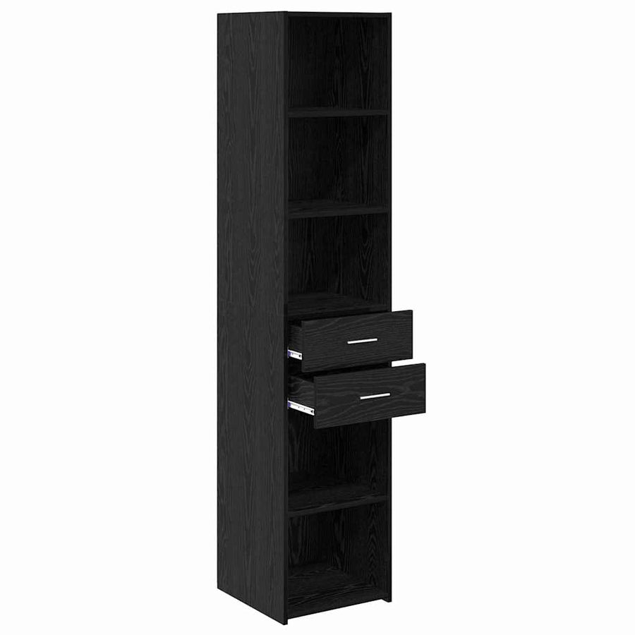 Highboard met lade Zwart Eiken 40 x 42,5 x 185 cm Bewerkt hout