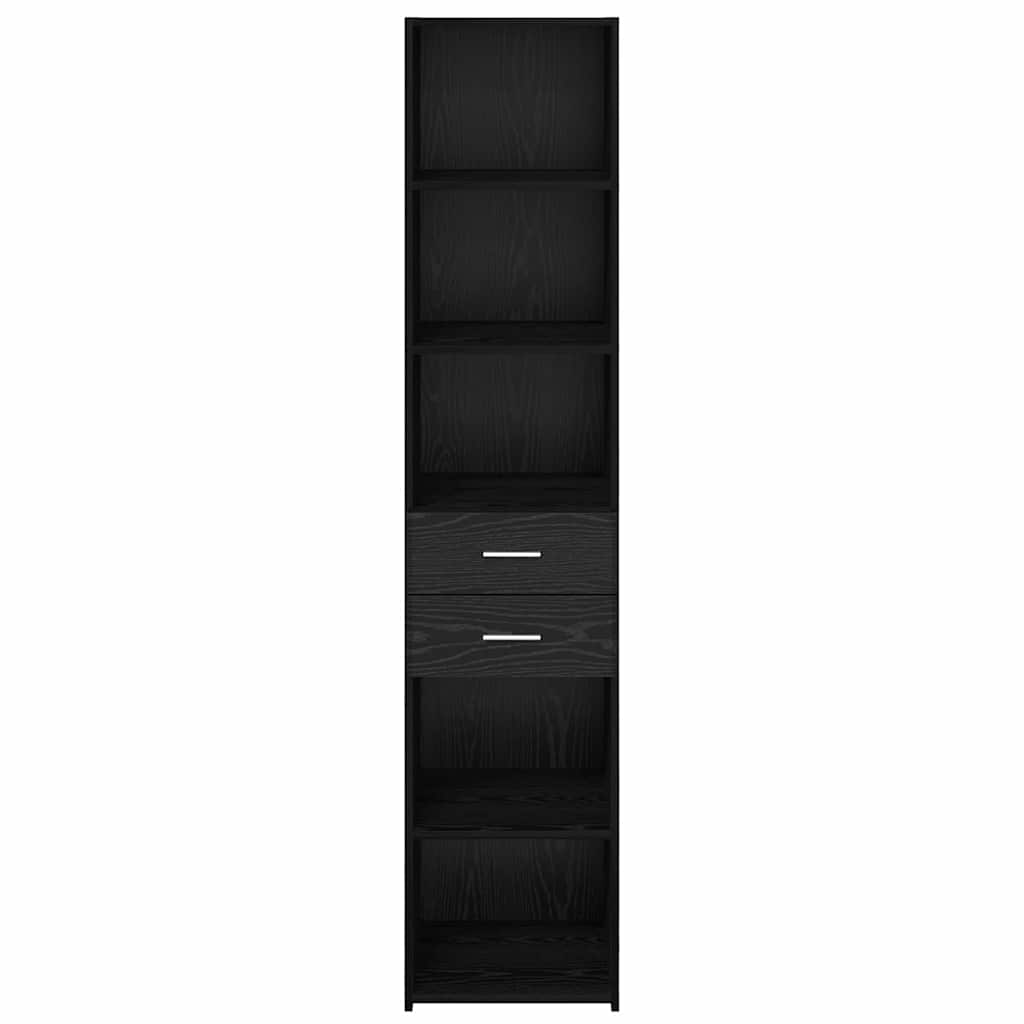 Highboard met lade Zwart Eiken 40 x 42,5 x 185 cm Bewerkt hout