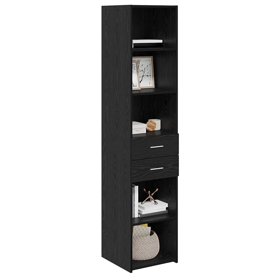 Highboard met lade Zwart Eiken 40 x 42,5 x 185 cm Bewerkt hout