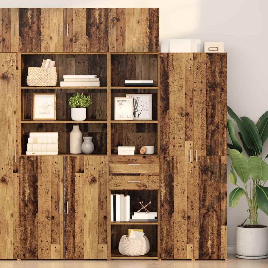 Highboard met lade Oud Hout 45 x 42,5 x 185 cm Bewerkt hout