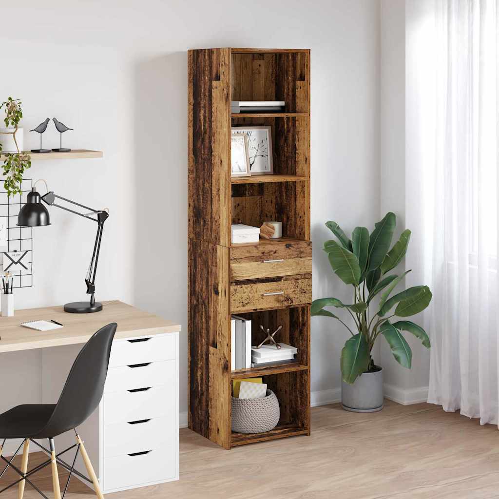 Highboard met lade Oud Hout 45 x 42,5 x 185 cm Bewerkt hout