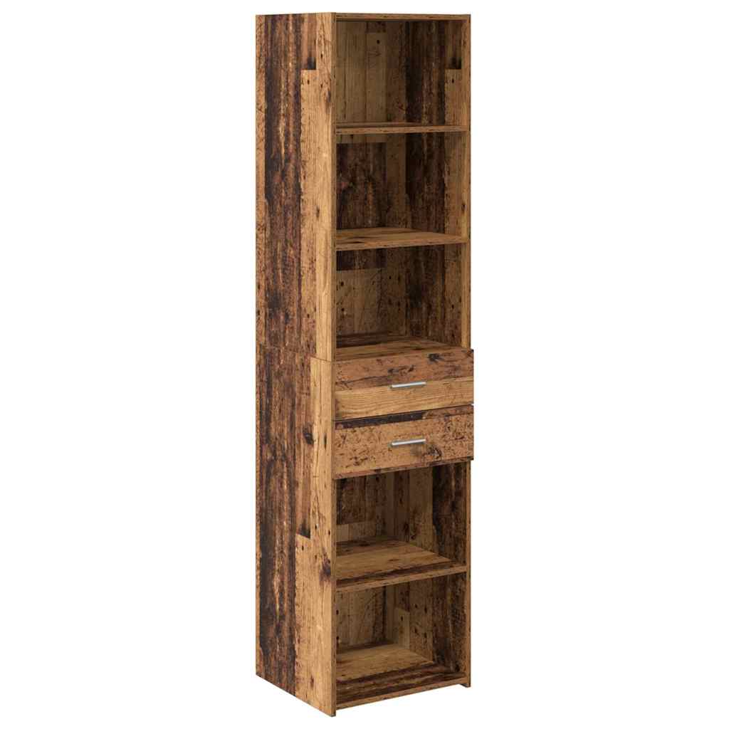 Highboard met lade Oud Hout 45 x 42,5 x 185 cm Bewerkt hout