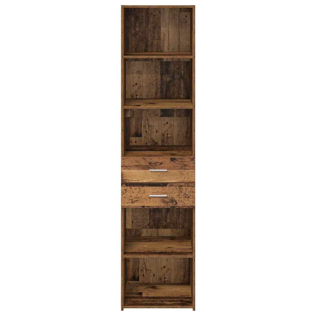 Highboard met lade Oud Hout 45 x 42,5 x 185 cm Bewerkt hout
