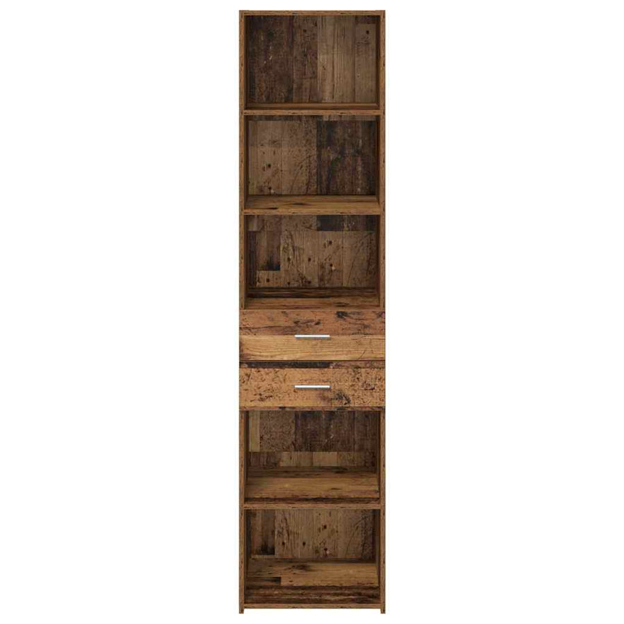 Highboard met lade Oud Hout 45 x 42,5 x 185 cm Bewerkt hout