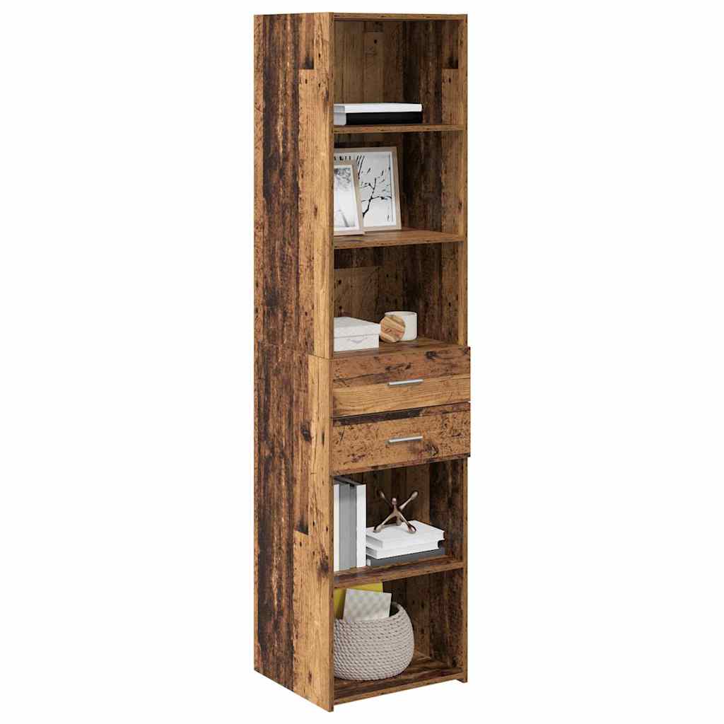 Highboard met lade Oud Hout 45 x 42,5 x 185 cm Bewerkt hout