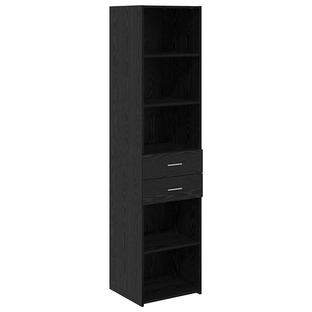 Highboard met lade Zwart Eiken 45 x 42,5 x 185 cm Bewerkt hout