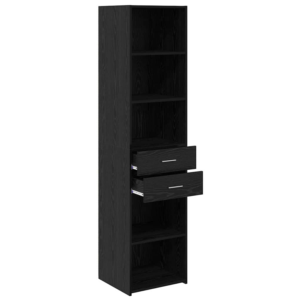 Highboard met lade Zwart Eiken 45 x 42,5 x 185 cm Bewerkt hout