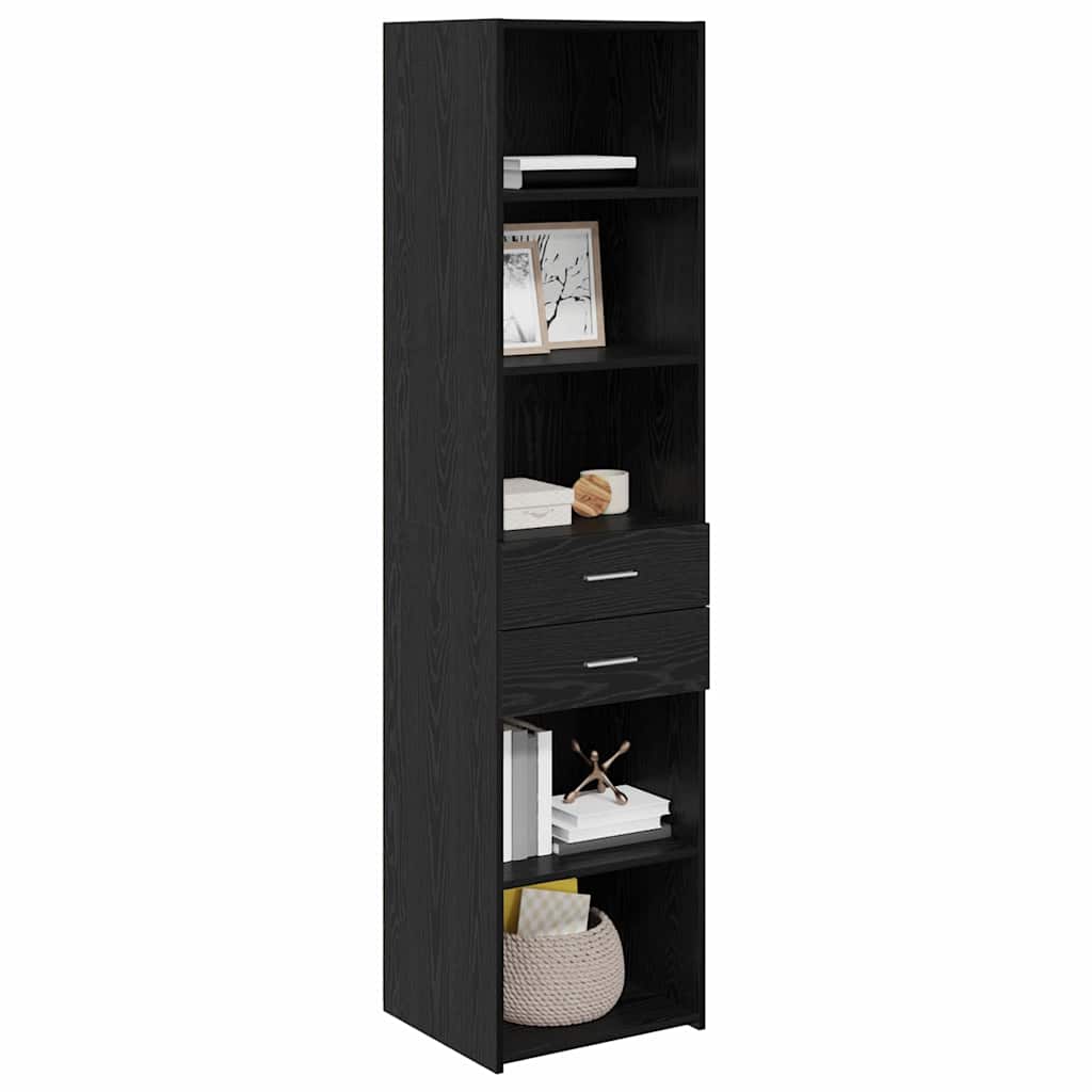 Highboard met lade Zwart Eiken 45 x 42,5 x 185 cm Bewerkt hout