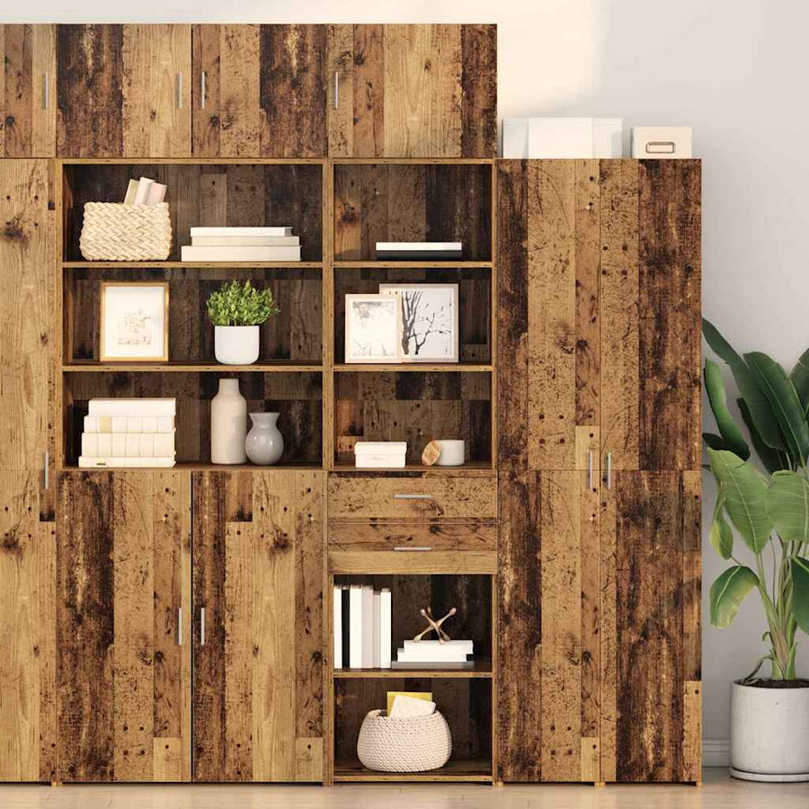 Highboard met lade Oud Hout 50 x 42,5 x 185 cm Bewerkt hout