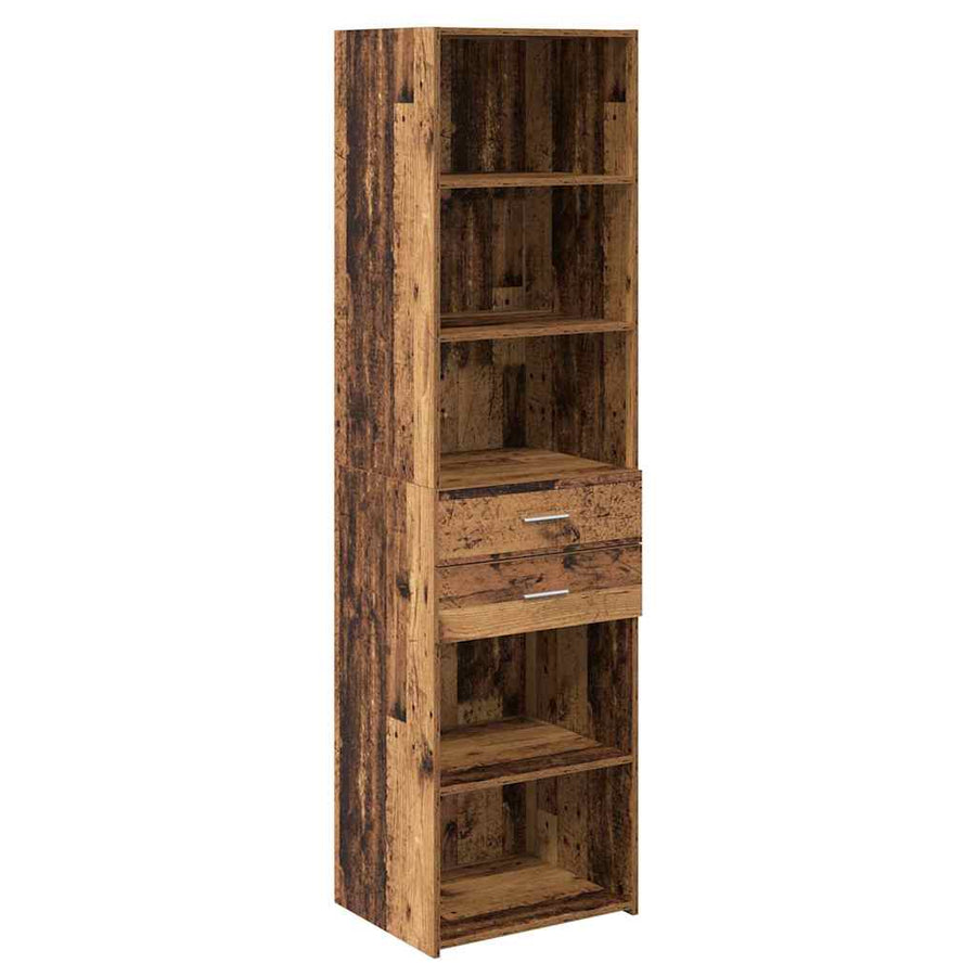 Highboard met lade Oud Hout 50 x 42,5 x 185 cm Bewerkt hout