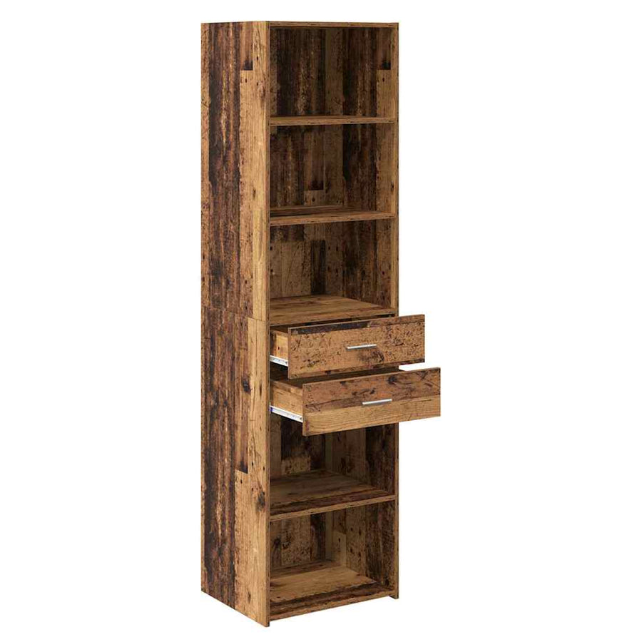 Highboard met lade Oud Hout 50 x 42,5 x 185 cm Bewerkt hout