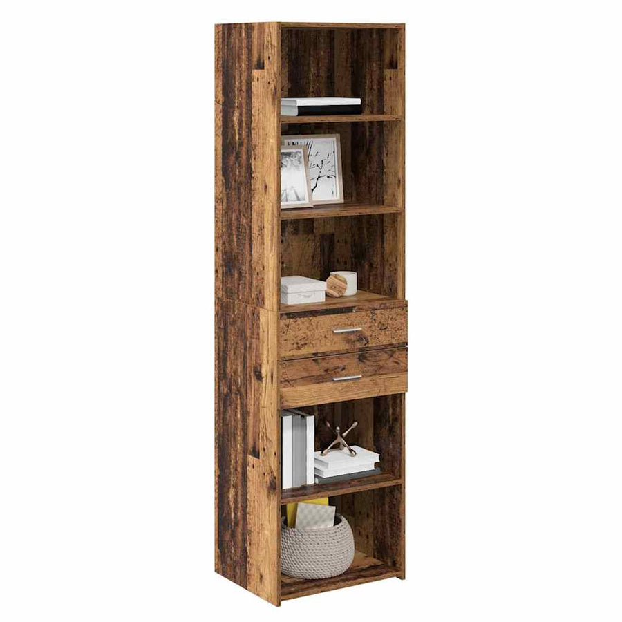 Highboard met lade Oud Hout 50 x 42,5 x 185 cm Bewerkt hout