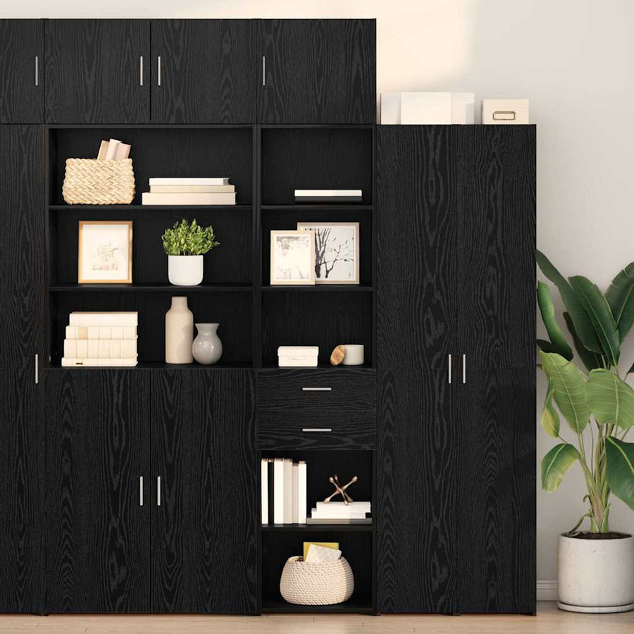 Highboard met lade Zwart Eiken 50 x 42,5 x 185 cm Bewerkt hout