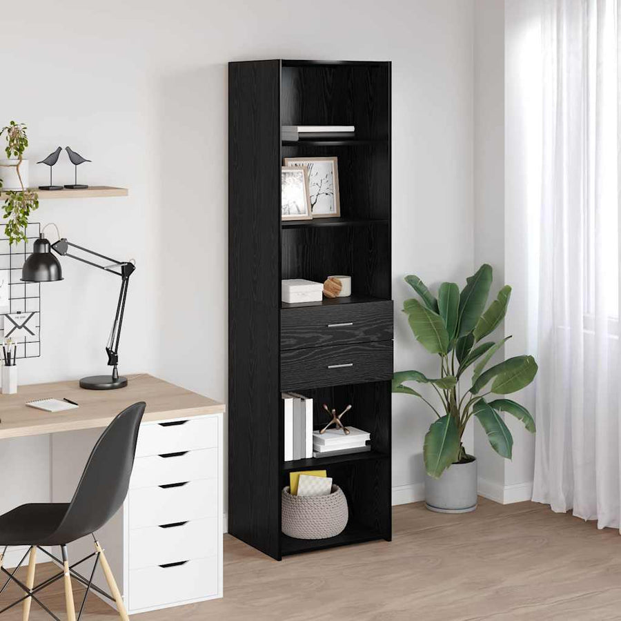 Highboard met lade Zwart Eiken 50 x 42,5 x 185 cm Bewerkt hout