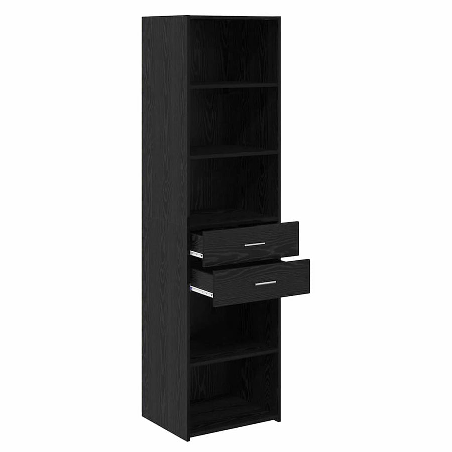 Highboard met lade Zwart Eiken 50 x 42,5 x 185 cm Bewerkt hout