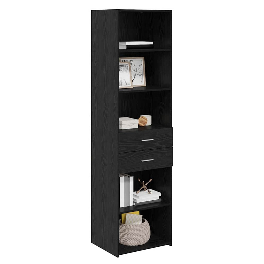 Highboard met lade Zwart Eiken 50 x 42,5 x 185 cm Bewerkt hout