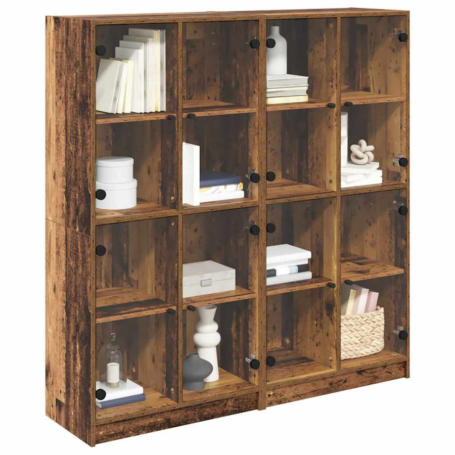 Highboard 2 pcs Oud Hout 68 x 37 x 142 cm Bewerkt hout