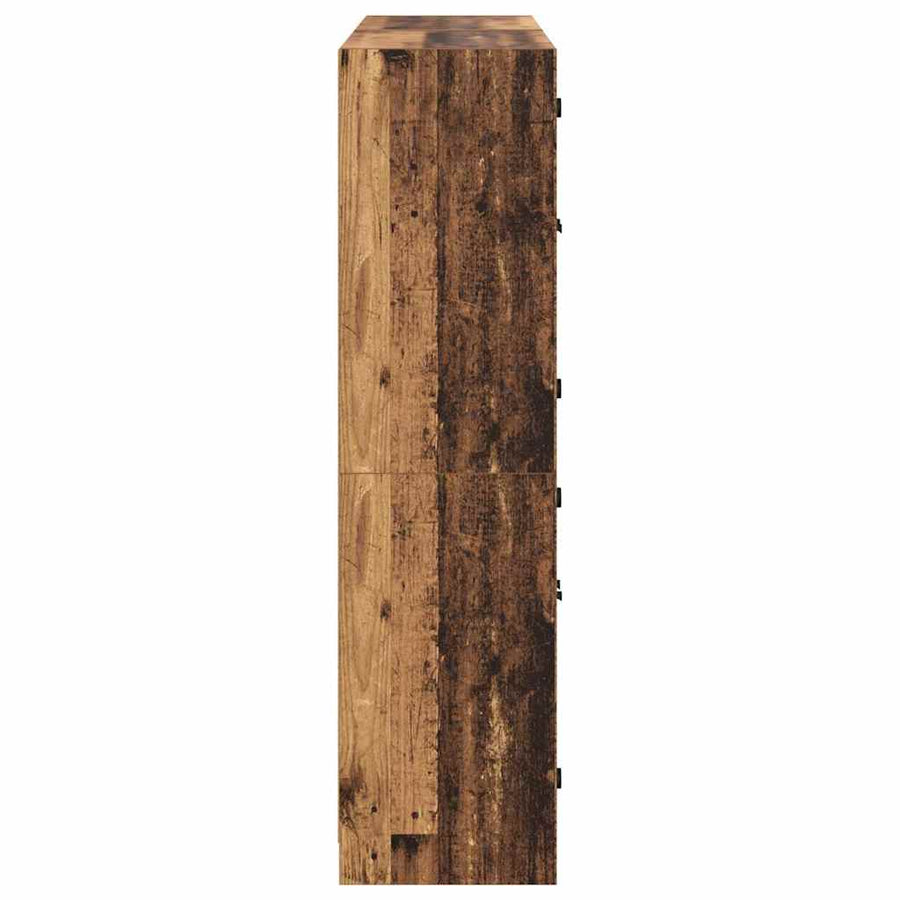 Highboard 2 pcs Oud Hout 68 x 37 x 142 cm Bewerkt hout