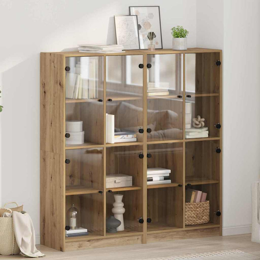 Highboard 2 pcs Artisan Eiken 68 x 37 x 142 cm Bewerkt hout