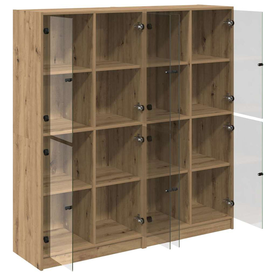 Highboard 2 pcs Artisan Eiken 68 x 37 x 142 cm Bewerkt hout