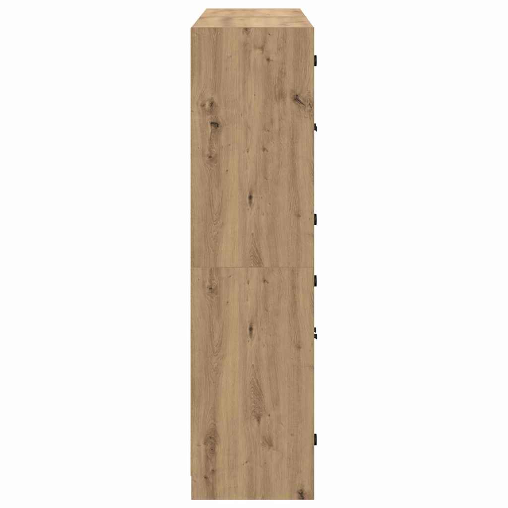 Highboard 2 pcs Artisan Eiken 68 x 37 x 142 cm Bewerkt hout