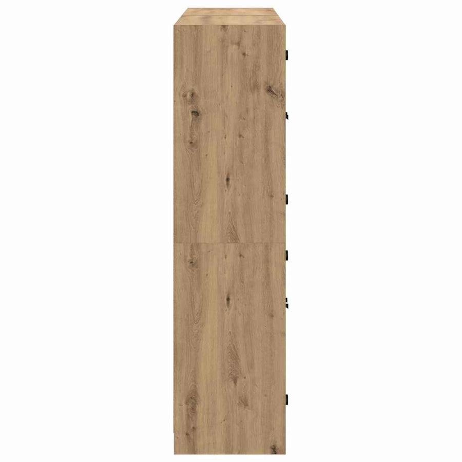 Highboard 2 pcs Artisan Eiken 68 x 37 x 142 cm Bewerkt hout