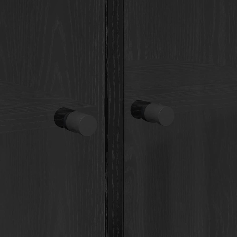Highboard 2 pcs Zwart Eiken 68 x 37 x 142 cm Bewerkt hout